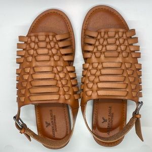 American Eagle Woven Leather Sandals Size 9